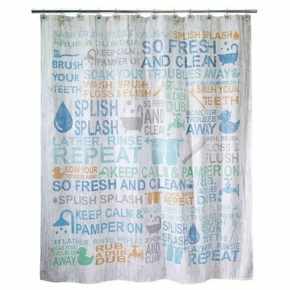 Avanti Bath Words Fabric Shower Curtain Beach Summer Bathroom Guest 72x72